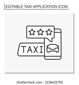 Service line icon. Rate by smartphone on best trip by taxi. Rating. Three stars. Taxi application concept. Isolated vector illustration. Editable stroke