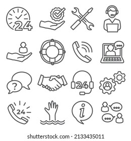 Service line icons set on white background