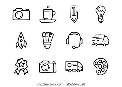 Service line vector doodle simple icon set