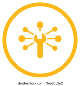 Service Links vector icon. Style is flat circled symbol, color, rounded angles, white background.