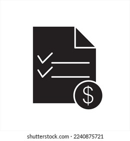 Service list with dollar sign icon. Invoice. Thin line illustration. Business document.