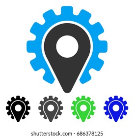 Service Location flat vector illustration. Colored service location gray, black, blue, green icon variants. Flat icon style for application design.