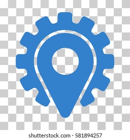 Service Location vector icon. Illustration style is a flat iconic cobalt symbol on a transparent background.