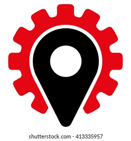 Service Location vector icon. Style is bicolor flat icon symbol, intensive red and black colors, white background.
