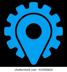 Service Location vector icon. Style is flat icon symbol, blue color, black background.