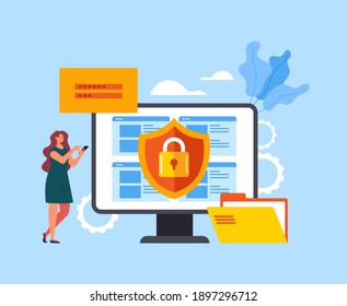 Service login password safety enter personal data concept. Vector flat graphic simple illustration