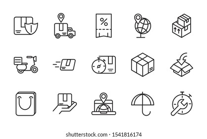 service logistic transport delivery icons vector illustration thick line