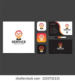 service logo design with location and pin