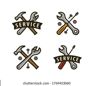 Service logo or icon. Tools, repair vector illustration