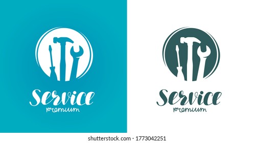 Service logo or label. Construction, repair vector illustration
