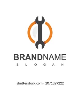 Plantilla de logotipo de servicio, con vector de diseño de llave en círculo