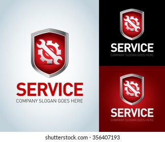 Service logo template, service icon. Service crest, shield logo. Service application icon. Isolated Vector illustration.