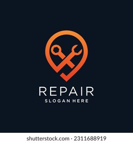 Vector de logotipo de servicio con idea moderna de hogar y ubicación