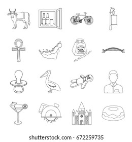 service, magic, recreation and other web icon in outline style.religion, education, travel icons in set collection.