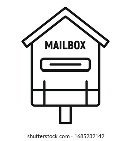 Icono de buzón de servicio. Icono de vector de buzón de servicio de esquema para diseño web aislado en fondo blanco