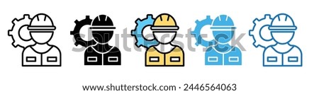 Service and Maintenance Worker Icon with Gears and Cogwheels