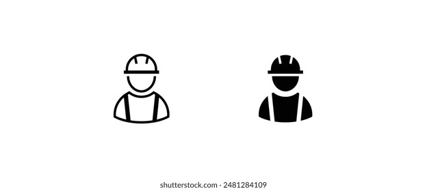 Service Male Person Worker Avatar Engineer Repairman Laborer line and flat icons set, editable stroke isolated on white, linear vector outline illustration, symbol logo design style