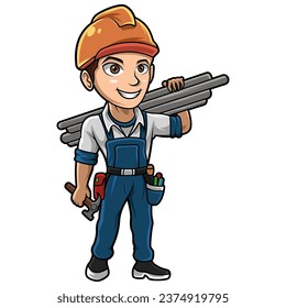 Service man cartoon chibi mascot