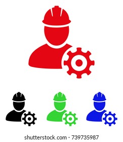 Service Man icon. Vector illustration style is a flat iconic service man symbol with black, red, green, blue color variants. Designed for web and software interfaces.