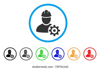 Service Man rounded icon. Style is a flat gray symbol inside light blue circle with additional colored variants. Service Man vector designed for web and software interfaces.