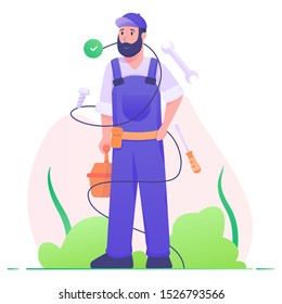 service man with tools illustration