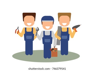  Service Man. Vector characters. Professional Occupation