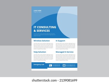 IT service and management flyer template idea sample. Business abstract vector template. Annual Report, Cover, Poster, Flyer, Simple Business flyer layout template.