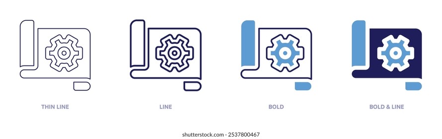 Service management icon in 4 different styles. Thin Line, Line, Bold, and Bold Line. Duotone style. Editable stroke.