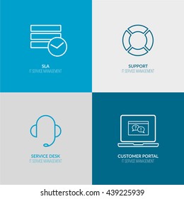 IT service management and ITIL web icon set for hi-tech and IT teams