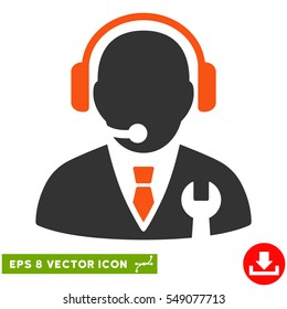 Service Manager EPS vector icon. Illustration style is flat iconic bicolor orange and gray symbol on white background.