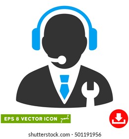 Service Manager EPS vector pictograph. Illustration style is flat iconic bicolor blue and gray symbol on white background.