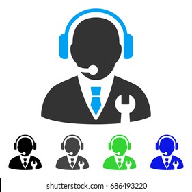 Service Manager flat vector icon. Colored service manager gray, black, blue, green pictogram versions. Flat icon style for graphic design.
