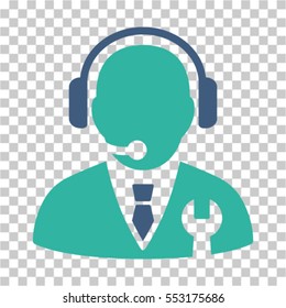 Service Manager icon. Vector pictogram style is a flat bicolor symbol, cobalt and cyan colors, chess transparent background. Designed for software and web interface toolbars and menus.