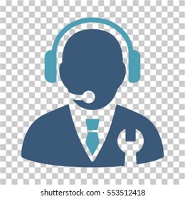 Service Manager icon. Vector pictograph style is a flat bicolor symbol, cyan and blue colors, chess transparent background. Designed for software and web interface toolbars and menus.