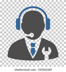 Service Manager icon. Vector pictograph style is a flat bicolor symbol, cobalt and gray colors, chess transparent background. Designed for software and web interface toolbars and menus.