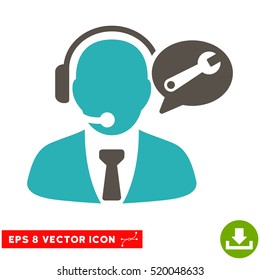 Service Manager Message EPS vector pictogram. Illustration style is flat iconic bicolor grey and cyan symbol on white background.