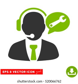 Service Manager Message EPS vector icon. Illustration style is flat iconic bicolor eco green and gray symbol on white background.