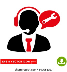 Service Manager Message EPS vector icon. Illustration style is flat iconic bicolor intensive red and black symbol on white background.