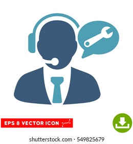 Service Manager Message EPS vector icon. Illustration style is flat iconic bicolor cyan and blue symbol on white background.