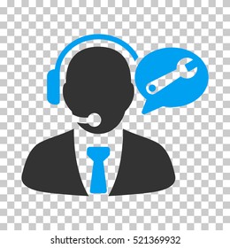 Service Manager Message icon. Vector pictograph style is a flat bicolor symbol, blue and gray colors, chess transparent background. Designed for software and web interface toolbars and menus.