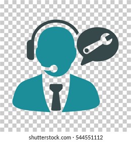 Service Manager Message icon. Vector pictogram style is a flat bicolor symbol, soft blue colors, chess transparent background. Designed for software and web interface toolbars and menus.