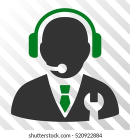 Service Manager vector icon. Illustration style is flat iconic bicolor green and gray symbol on a hatch transparent background.