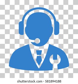 Service Manager vector icon. Illustration style is a flat iconic cobalt symbol on a transparent background.