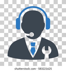 Service Manager vector icon. Illustration style is a flat iconic bicolor smooth blue symbol on a transparent background.