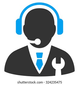 Service Manager vector icon. Style is bicolor flat symbol, blue and gray colors, rounded angles, white background.