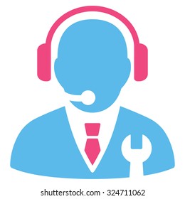 Service Manager vector icon. Style is bicolor flat symbol, pink and blue colors, rounded angles, white background.