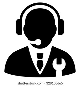 Service Manager vector icon. Style is flat symbol, black color, rounded angles, white background.