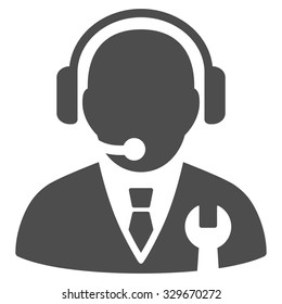 Service Manager vector icon. Style is flat symbol, gray color, rounded angles, white background.