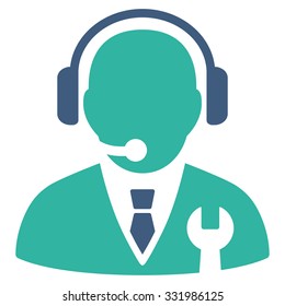 Service Manager vector icon. Style is bicolor flat symbol, cobalt and cyan colors, rounded angles, white background.