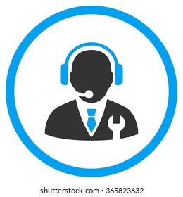 Service Manager vector icon. Style is bicolor flat circled symbol, blue and gray colors, rounded angles, white background.